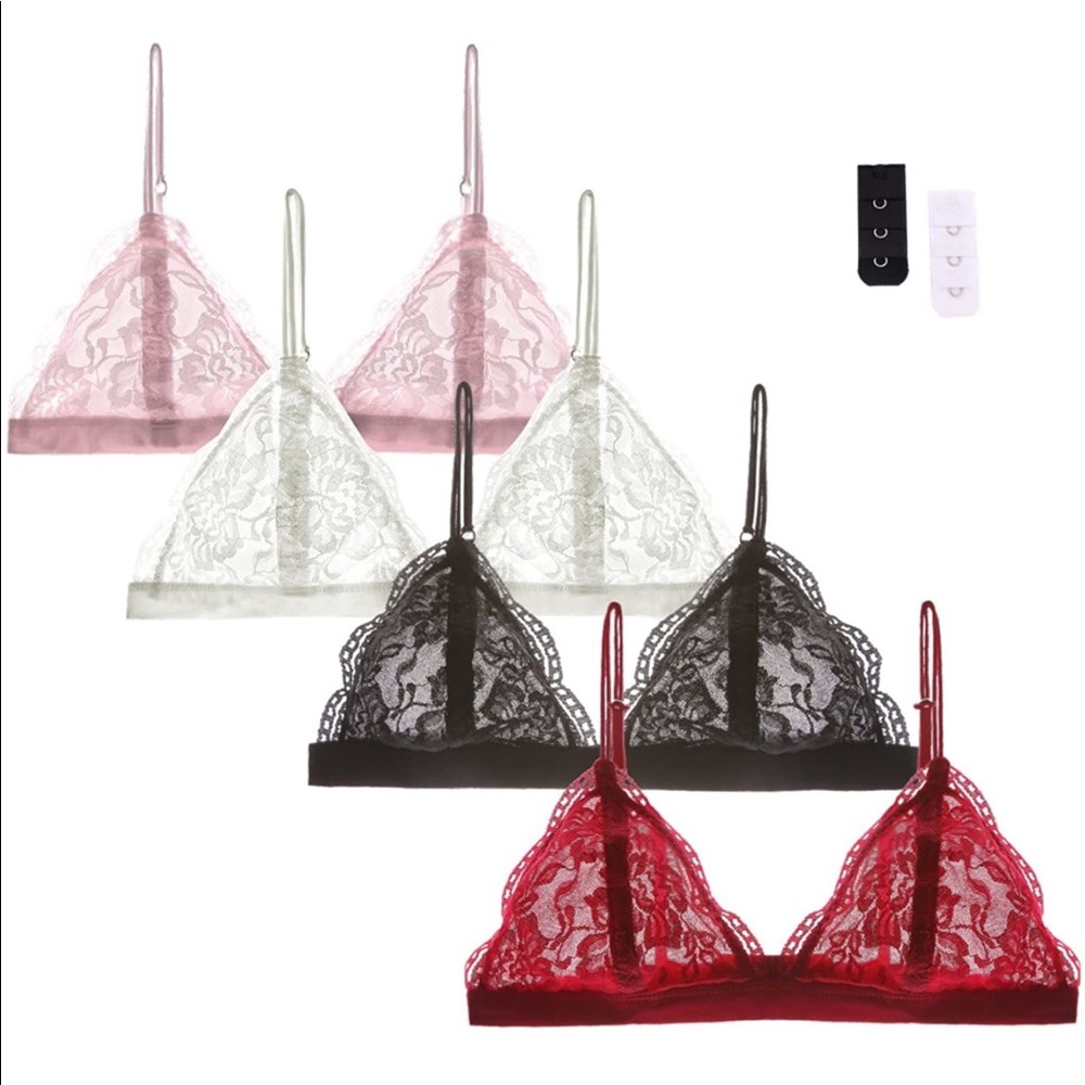 Brand New! 4 Lace Bralettes w. Adjustable Straps